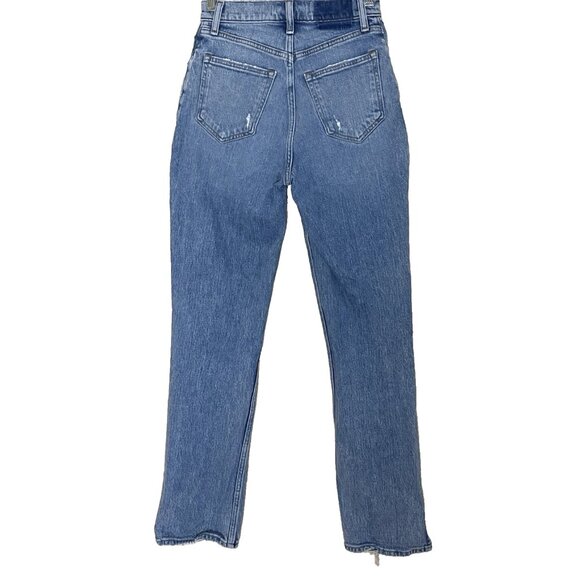 Abercrombie & Fitch Curve Love 90s Straight Ultra High Rise Split Hem Jean 25/0S - Picture 4 of 13